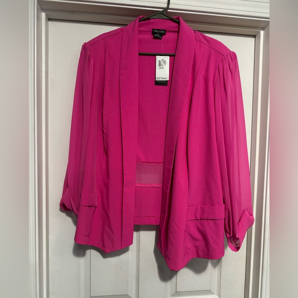 City Chic lightweight pink blazer